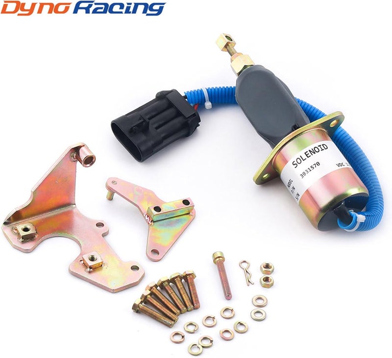 Dyno Racing صمام إغلاق الوقود الكهربائي 12 فولت مع مجموعة حوامل 3931570 SA-4981-12 5016244AA متوافق مع دودج 5.9L كمنز ديزل 94-98 جديد - Image 2